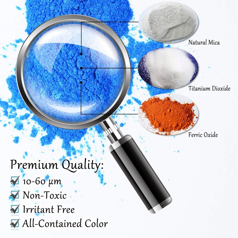 DecorRom Epoxy Resin Color Pigment - Huge 100g/3.5 Ounces Metallic Mica Powder for Epoxy Resin Art Coloring, Slime Making - Cosmetic Grade Resin Color Dye for Jewelry, Soap Making, Painting, Nails Art (Blue) - Image 5